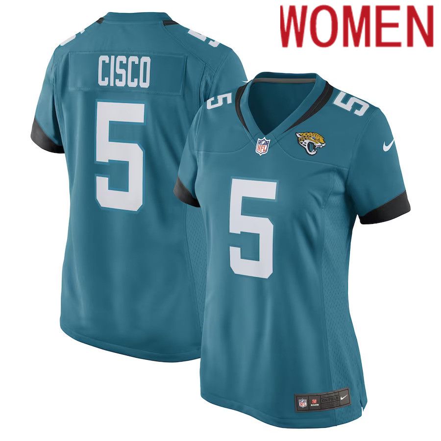 Women Jacksonville Jaguars 5 Andre Cisco Nike Teal Game Player NFL Jersey